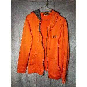 Under Armour Orange Full Zip Hooded Jacket Mens SZ S